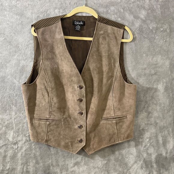 Vintage 90’s Y2K Rafaella 100% Sueded Leather Vest women’s Size 16 Adjustable. - Picture 1 of 11